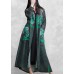 Modern Stand Collar Spring Tunics Sewing Green Print A Line Dress