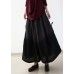 black retro drawstring folds gradient loose large size wide leg pants thick cotton linen skirt pants