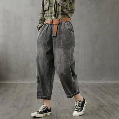 Jeans children's loose plus size  straight nine-point casual pants