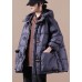 women plus size down jacket black hooded pockets goose Down coat