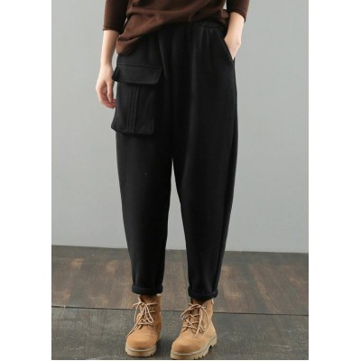 DIY women's black Gifts pockets harem pants