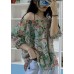 Unique prints linen clothes half sleeve box fall blouses