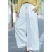 Women's literature white loose straight elastic waist lace up wide leg pants